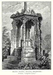 Preekstoel van de Zwarte Broeders, Hereford (gravure)