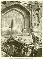 Opblazen van de Cashmere Gate in Delhi