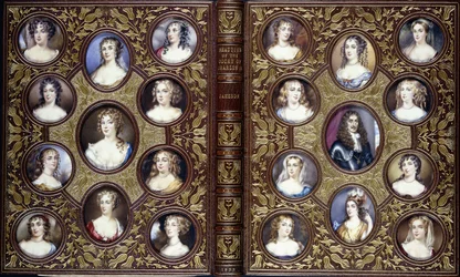 Boekomslag met tweeëntwintig portretminiaturen van Karel II en de mooie vrouwen van zijn hof, 1833