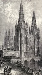 Kathedraal van Burgos, Burgos, Spanje, uit „Spanje: Een samenvatting van de Spaanse geschiedenis van de Moorse verovering tot de val van Granada, 711-1492“, door Henry Edward Watts, gepubliceerd in 1893