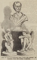 Buste van Pope, door Roubiliac, en "Cupid en Psyche," door Flaxman, uit de Rogers Collectie