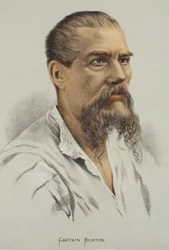 Kapitein Burton, illustratie uit De Geïllustreerde Editie van het Leven en de Ontdekkingen van David Livingstone door J. Ewing Richie, uitgegeven door A. Fullarton & Co., 1876