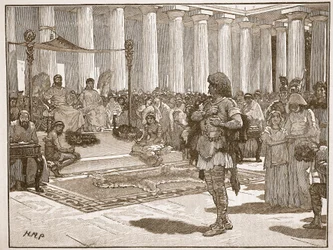 Caractacus voor Claudius, illustratie uit Cassells Illustrated History of England