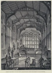 Koor van de Kerk van de Heilige Drie-eenheid, Stratford-upon-Avon, met het Monument van William Shakespeare