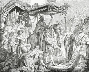 Karel IV, Heilige Roomse Keizer, bezoekt paus Urbanus V in Avignon in 1365