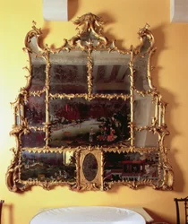 Chinese spiegel, York Slaapkamer, Arundel Castle, gesneden door J.A. Cuenot