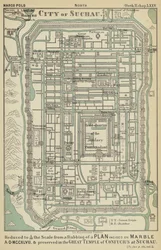 Stad Suchau (kleurenlitho)