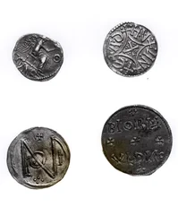Munten van Cunobelinus of Cymbeline (gest. 43 n.Chr.), Offa, koning van Mercia (757-96 n.Chr.) en Alfred (871-99 n.Chr.) en Edward de Oudere (871-924 n.Chr.) (zilver)