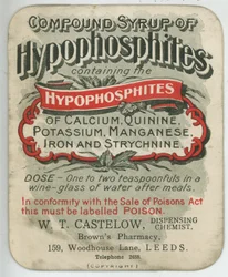 Etiket van Compound Syrup of Hypophosphites, begin 20e eeuw