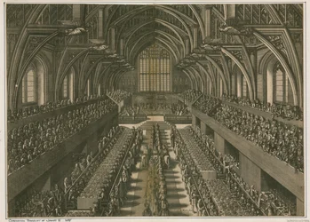 Kroningsbanket van Jacobus II, 1685, in Westminster Hall, Londen