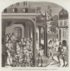 Graaf Lodewijk van Vlaanderen biedt voorwaarden aan de Mensen van Gent