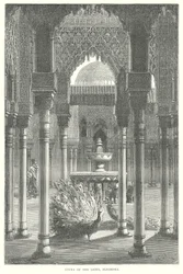 Hof van de leeuwen, Alhambra (gravure)