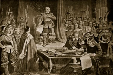 Cromwell weigert de kroon, illustratie uit Hutchinsons Story of the British Nation, ca. 1923