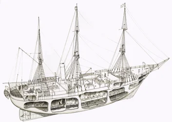 Uitgesneden van een niet-geïdentificeerd schip