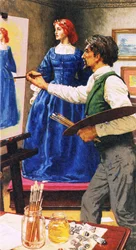 Dante Gabriel Rossetti schildert Elizabel Siddal, later zijn vrouw