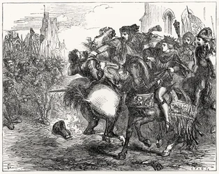 Dood van Wat Tyler (geb. 1381) (gravure)