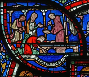 Detail van het Wonderraam met het verhaal van Richard Sunieve