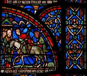 Detail (het wonderraam) met een scène van de redding van William van Gloucester