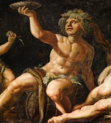 Detail van geschilderd paneel, Elysium Kamer, Bolsover Castle