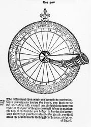 Diagram van een Nocturnal, illustratie uit The Art of Navigation, door Martin Cortes, vertaald in het Engels door Richard Eden