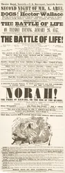 Dickens affiche: The Battle of Life, in Theatre Royal, Norwich, 26 januari 1847