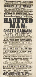 Dickens affiche: The Haunted Man, in Adelphi Theatre Royal, 28 december 1848
