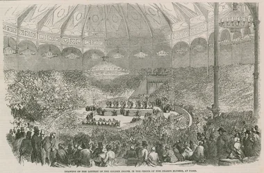 Trekking van de loterij van de Gouden Ingot in het Circus van de Champs Elysees, Parijs, Frankrijk