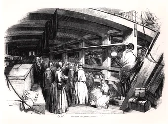 Emigrantenschip, tussen dekken, 1850