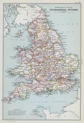 Engeland en Wales, kerkelijke afdelingen (kleurenlitho)