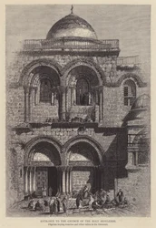Ingang van de Kerk van het Heilig Graf (gravure)
