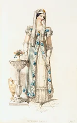 Avondjurk, modeplaat uit Ackermanns Repository of Arts