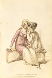 Avond-, promenade- of strandkostuums, modeplaat uit Ackermanns Repository of Arts
