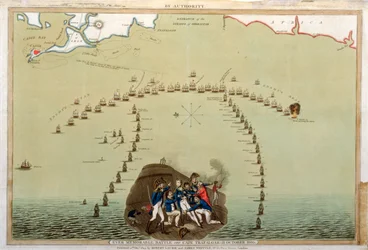 Altijd Gedenkwaardige Slag bij Kaap Trafalgar, 21 oktober 1805, uitgegeven door Laurie & Whittle, 12 december 1805