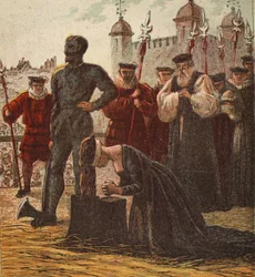 Executie van Lady Jane Grey, uitgegeven 1890 (kleur lithografie)
