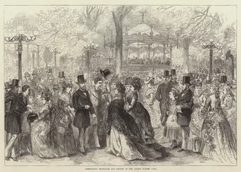 Modieuze Promenade en Concert in de Champs Elysees, Parijs