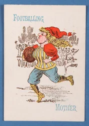 Voetballende Moeder, kaart uit een Happy Families spel, ca. 1890-1900