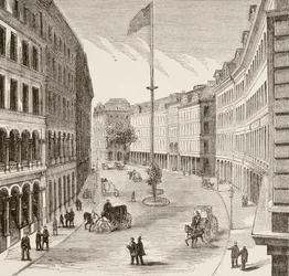 Franklin Street, Boston, Massachusetts in de jaren 1870