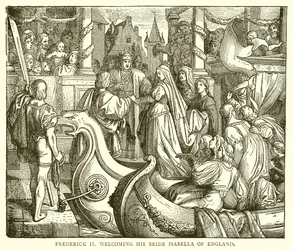 Frederik II verwelkomt zijn bruid Isabella van Engeland