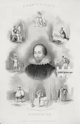 Frontispice voor de Histories, uit The Complete Works of Shakespeare, herzien door J. O. Halliwell, gegraveerd door G. Greatbach