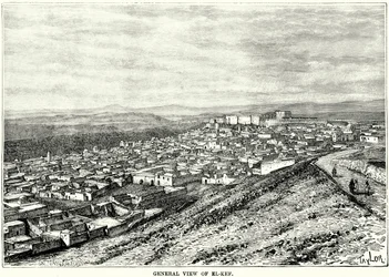 Algemeen overzicht van El-Kef (gravure)