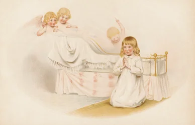 Meisje dat bij haar bed bidt