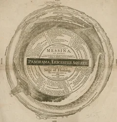 H A Barkers uitzicht op Messina in Sicilië, Panorama, Leicester Square, Londen