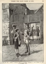 Hannah Snell, die zich aanmeldt bij het leger van koning George II, illustratie uit 
