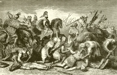 Hannibals troepen beroven hun dode vijanden na de slag bij Cannae
