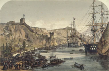 Haven van Balaklava kijkend naar de Zwarte Zee, 1859