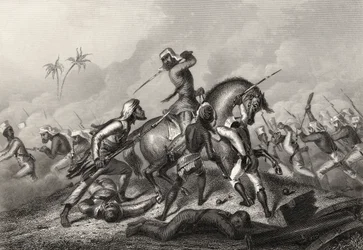 Havelocks kolom valt de muiters aan voor Cawnpore, uit 