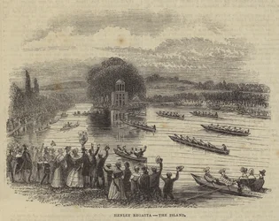 Henley Regatta, het Eiland (gravure)