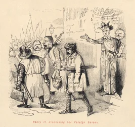 Hendrik II (1133-89) ontslaat de buitenlandse baronnen