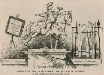Suggesties voor de verbetering van Leicester Square door de kunstenaar die het standbeeld witkalkte