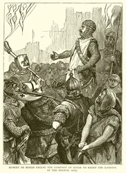 Hubert de Burgh spoort het Garnizoen van Dover aan om de Landing van de Fransen te Weerstaan, 1217